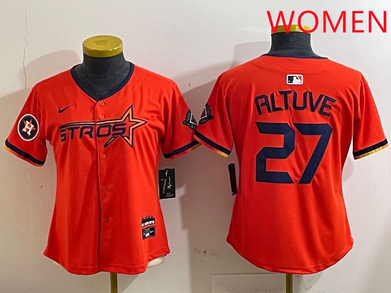 Women Houston Astros #27 Altuve Orange Three generations Joint Name 2025 Nike MLB Jersey style 4124